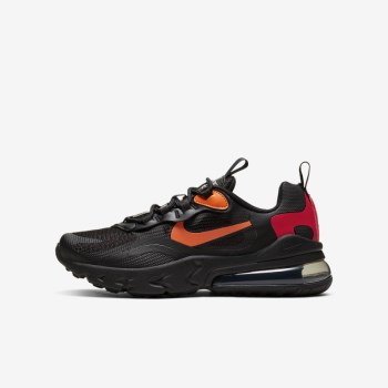 Nike Air Max 270 React - Nagyobb Gyerek Utcai Cipő - Fekete/Világos Szürke/Narancssárga/Fekete